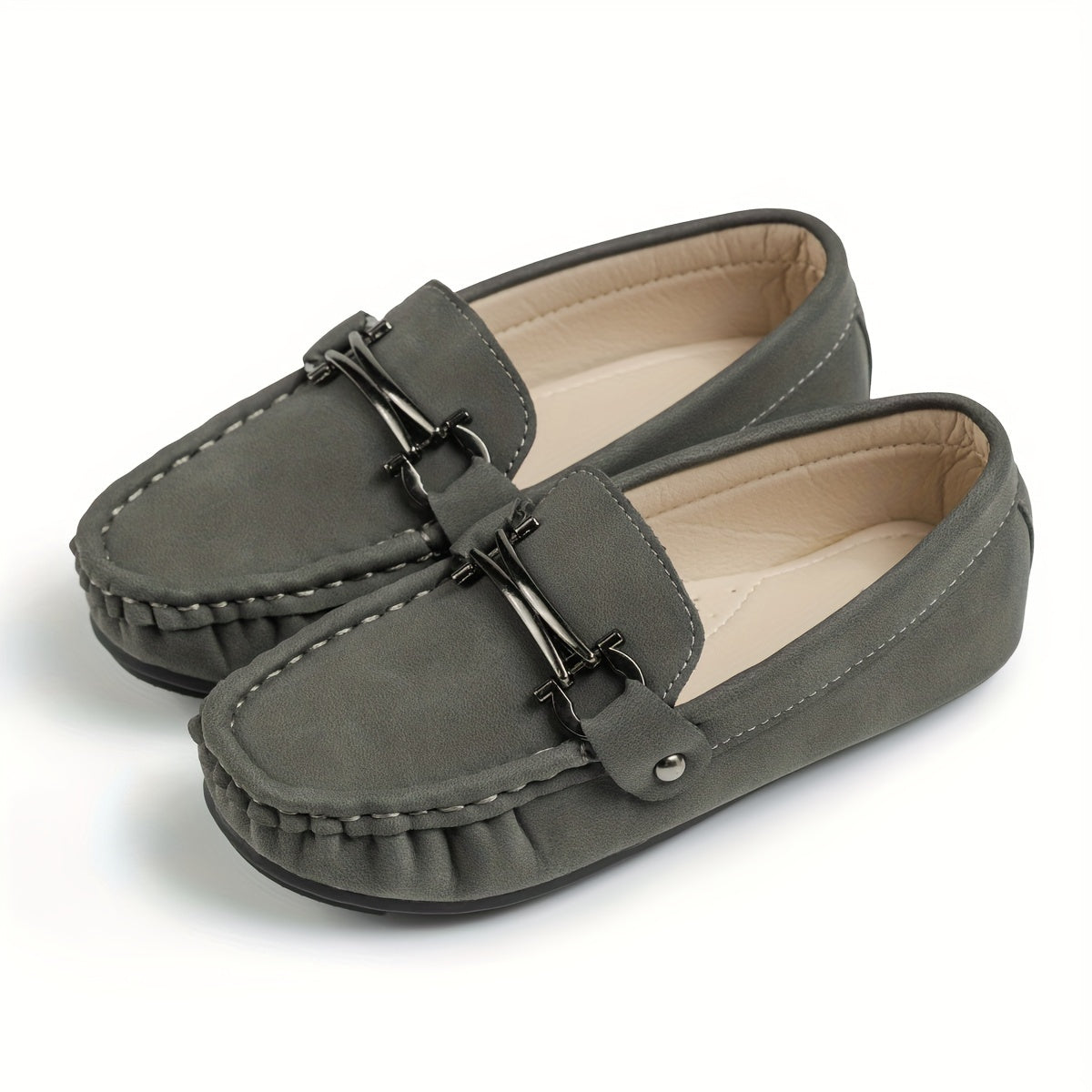 Boys' slip-on loafers in black and brown, suitable for all activities.