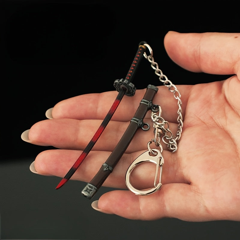 Keychain featuring a miniature weapon design, perfect for men's accessory. Ideal for gaming enthusiasts and fans, great gift for collectors.