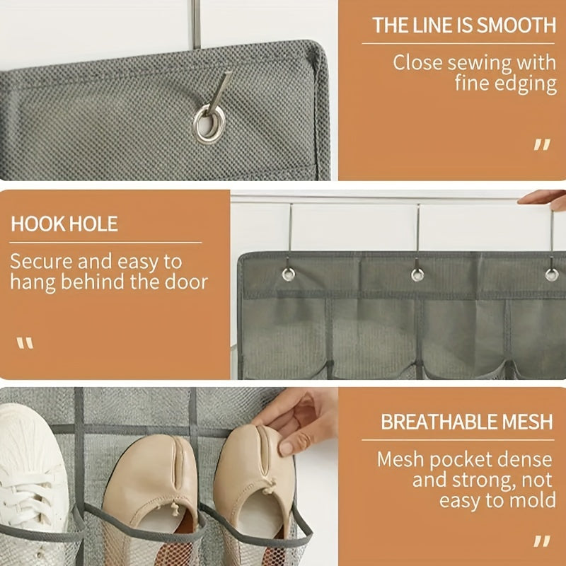 1pc Over The Door Shoe Storage Rack with 24/28 Deep Mesh Pockets and Shoe Storage Bag for Household Organization in Bedroom, Bathroom, Living Room, or Home.