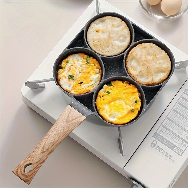 Multi-functional Non-Stick Pan with 4 Compartments - Ideal for Cooking Dumplings, Burgers, and Breakfast Foods | Compatible with Induction Cooktops