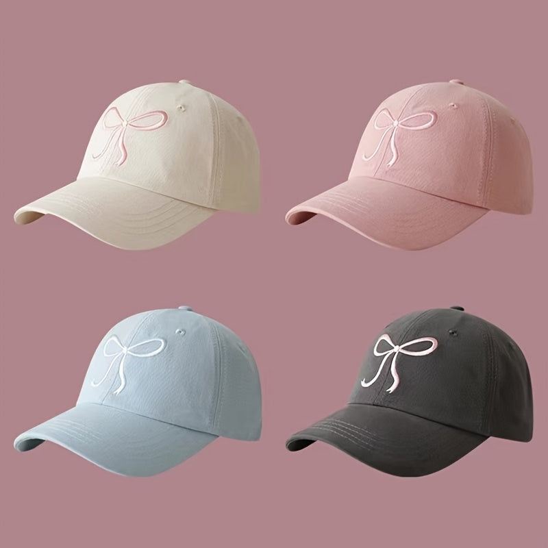 Stylish bowknot baseball cap for women, adjustable and lightweight with sun protection. Ideal for New Year's and casual wear.