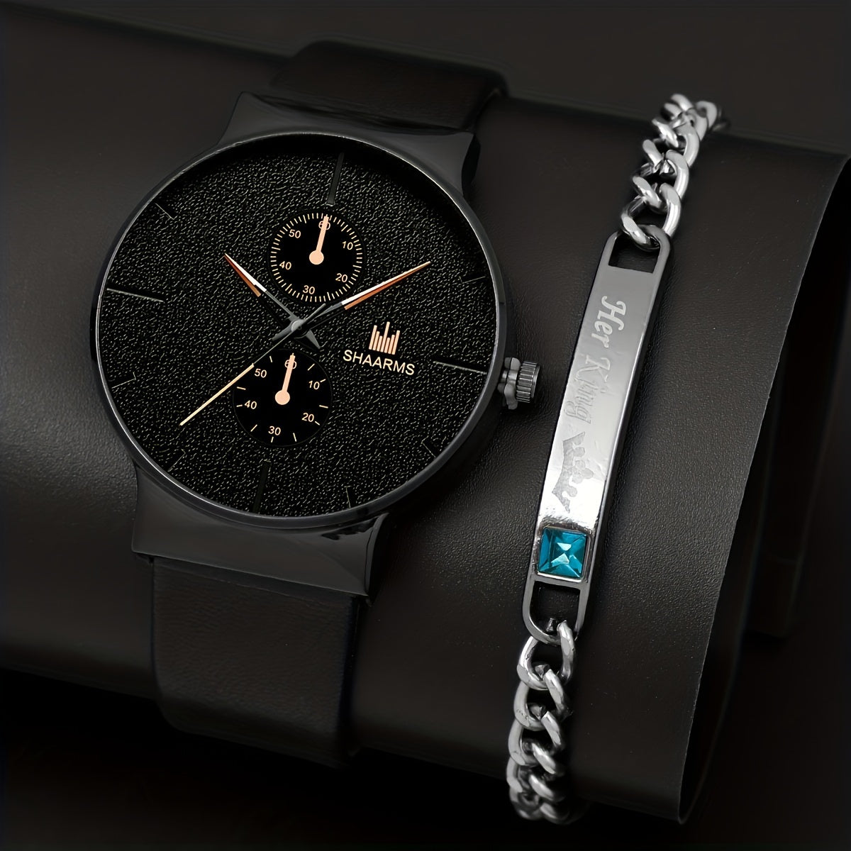 2-piece set of modern quartz watch and bracelet, perfect for stylish gifts.