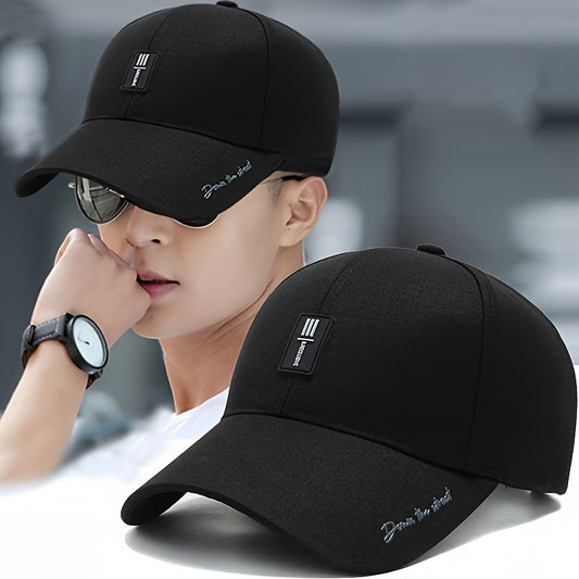 Casual baseball cap with embroidered lettering, made from lightweight, non-stretch fabric. Hand washable and suitable for all seasons.