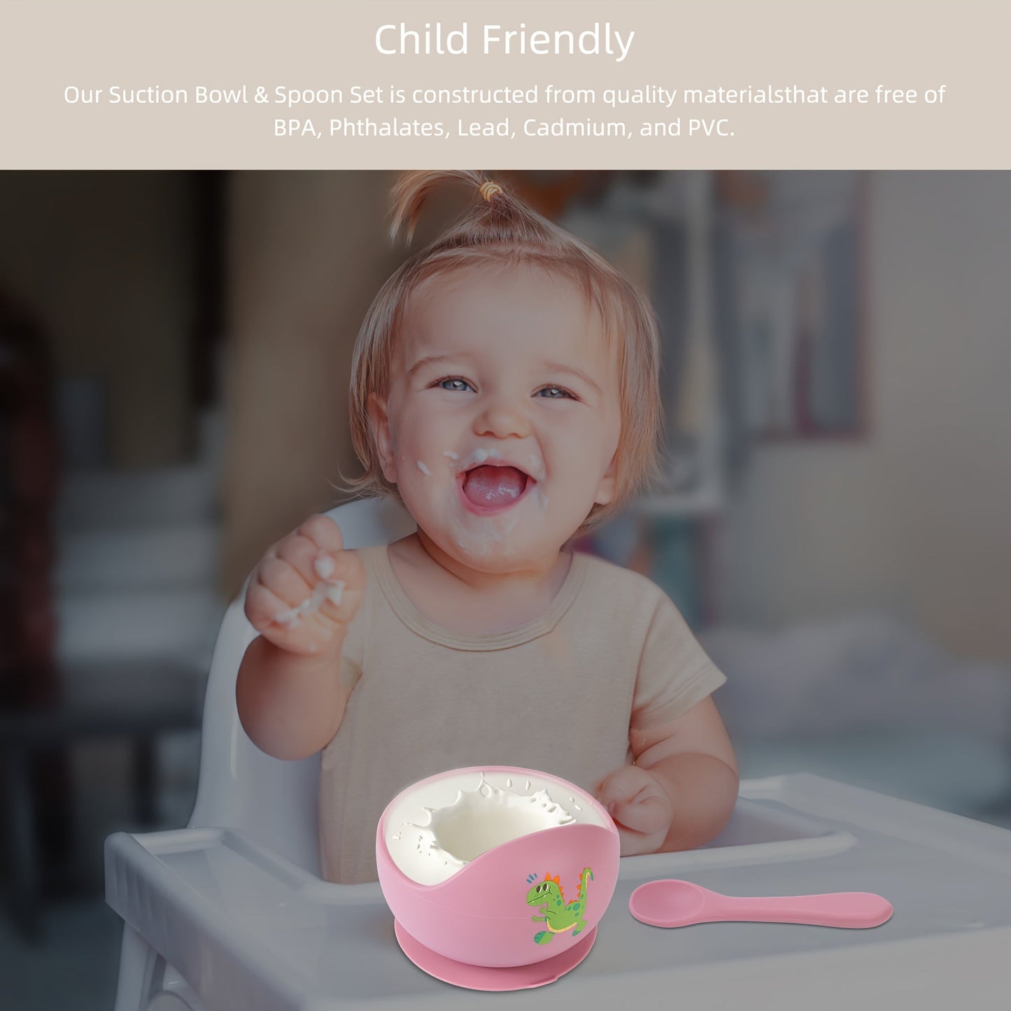 TYRY.HU offers personalized Customized Baby Bowl with Suction, featuring a 2-piece set of silicone bowl and spoon. These BPA-free self-feeding utensils are perfect for your little one. Personalized name option available.