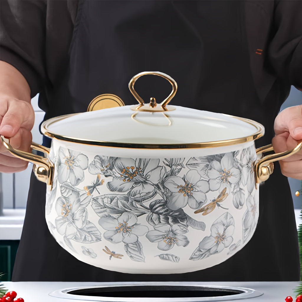 Premium Enamel Cooking Pot, ideal for Soup and Stew, with Easy-to-Clean Non-Stick Surface. Versatile for use in Home Kitchens and Restaurants, compatible with Gas and Electric Stoves. Perfect for Holiday Gatherings and as Gifts.