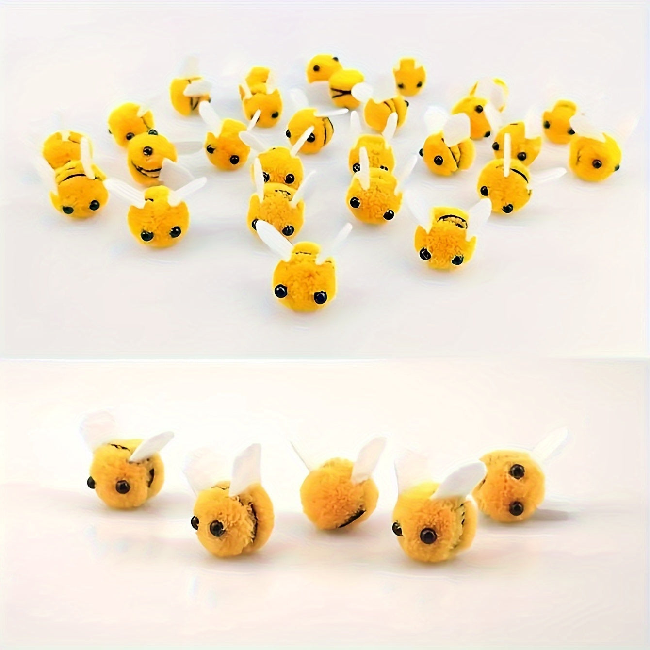 Set of 10 Mini Plush Bee Decorations for Parties and Crafts - Handcrafted from Felt, Suitable for Various Occasions, Eco-Friendly