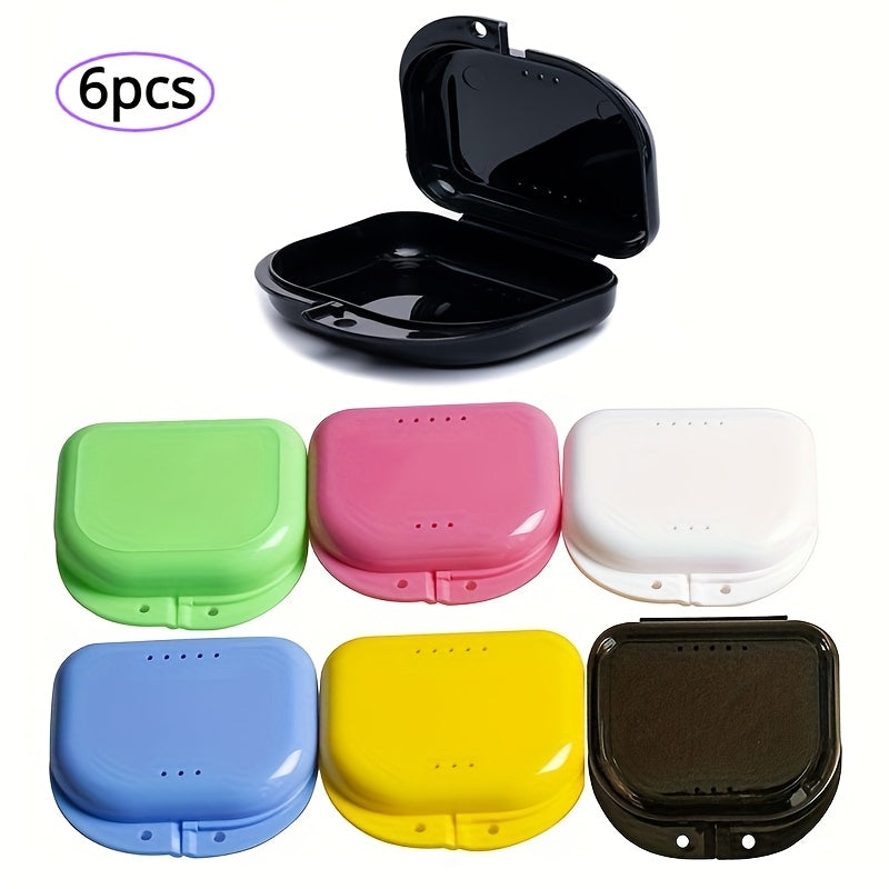 Odor-free 6/8 denture case with ventilation holes, ideal for clear aligners and night guards. Secure locking mechanism, perfect for travel. Available in black, white, yellow, light purple