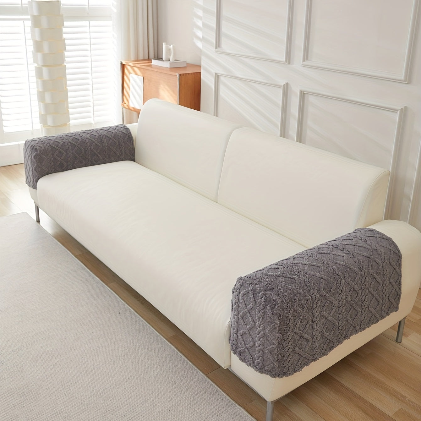 2-qismli Yumshoq Jakard Sofasi Armrest Slipcover - Mebelingizni himoya qiling va yaxshilang.