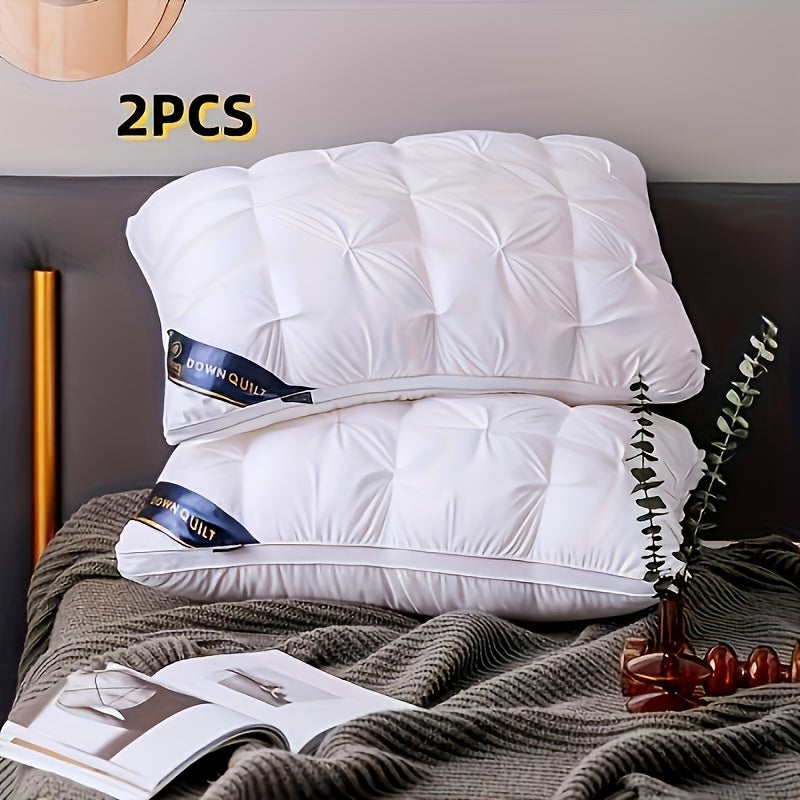 2 luxury hotel quality neck support pillows for deep sleep comfort at home or as a gift.