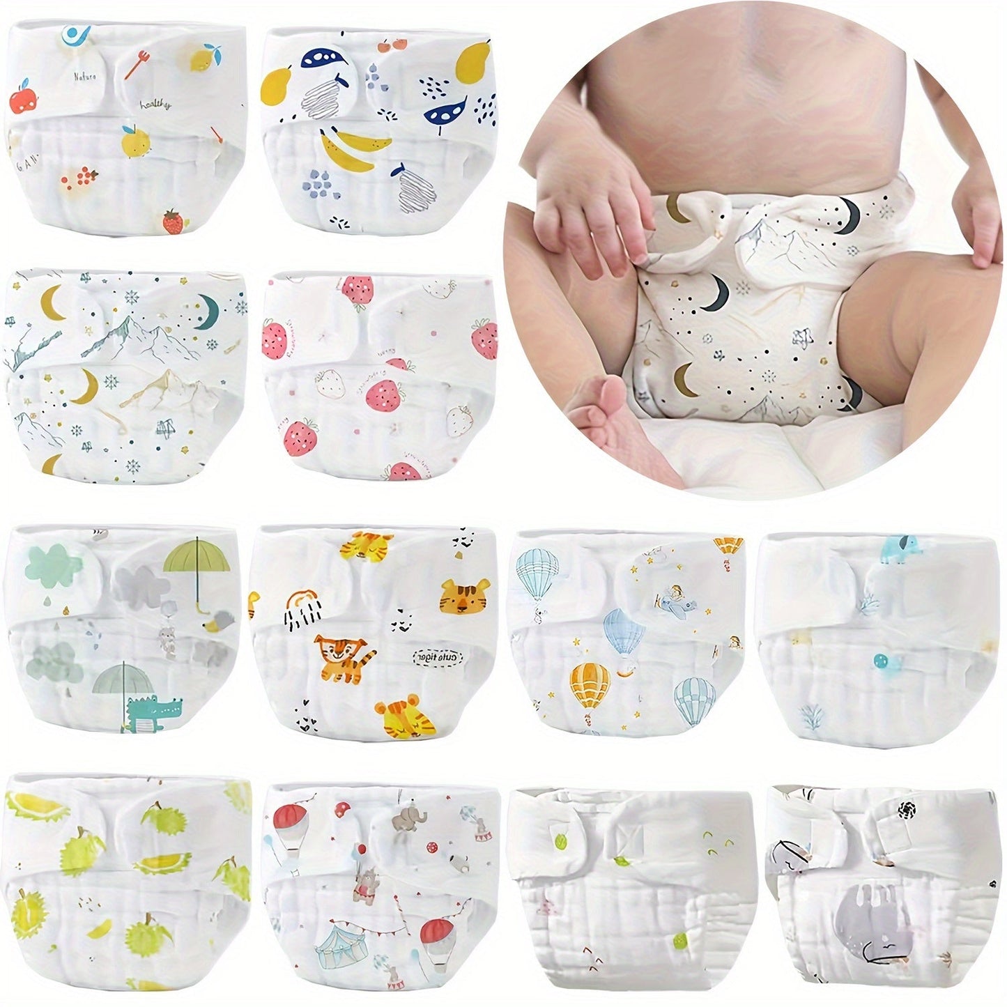 Soft and reusable training diapers with adorable cartoon prints, perfect for youngsters aged 0-6 years. These washable cloth potty pants make a great holiday gift for Christmas, Halloween, and New Year. Get 5 pieces in this set.