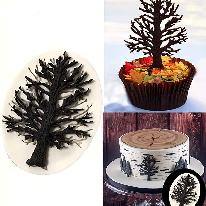 One Set of Tree Chocolate Molds - Silicone 3D Pine Dead Tree Candy Molds, Fondant Molds, Cookie Molds, DIY Cake Decorating Tools, Baking Utensils - Kitchen Accessories and Supplies