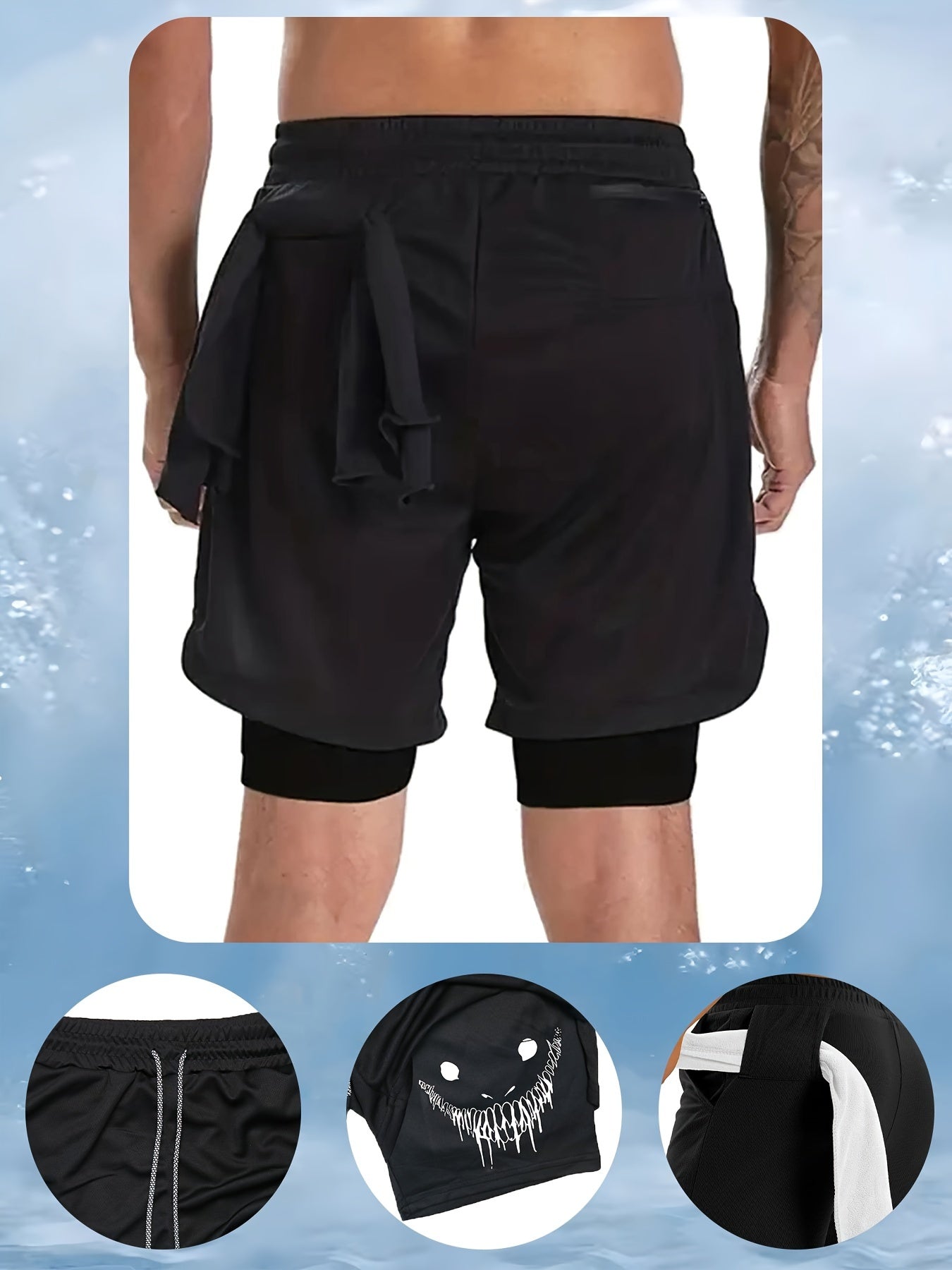 2pcs Men's Athletic Fitness Set includes sports compression shorts and t-shirt made of quick-dry elastic knit fabric, ideal for running, training, hiking, and basketball in