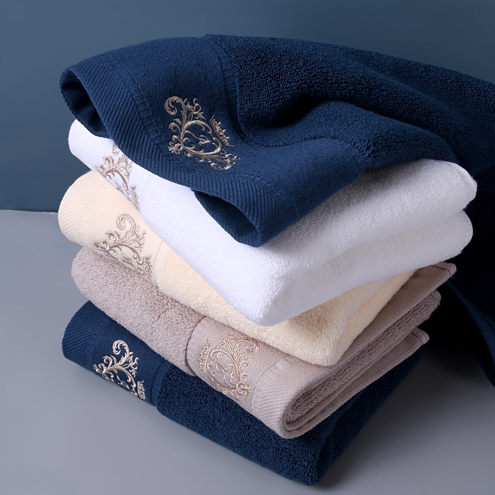 Crown Pattern Cotton Towel Set - Soft, Absorbent, Durable - Ideal for Family Use - Includes Hand and Bath Towels - 34.8x74.93cm and 70.1x139.7cm - Bathroom Accessories