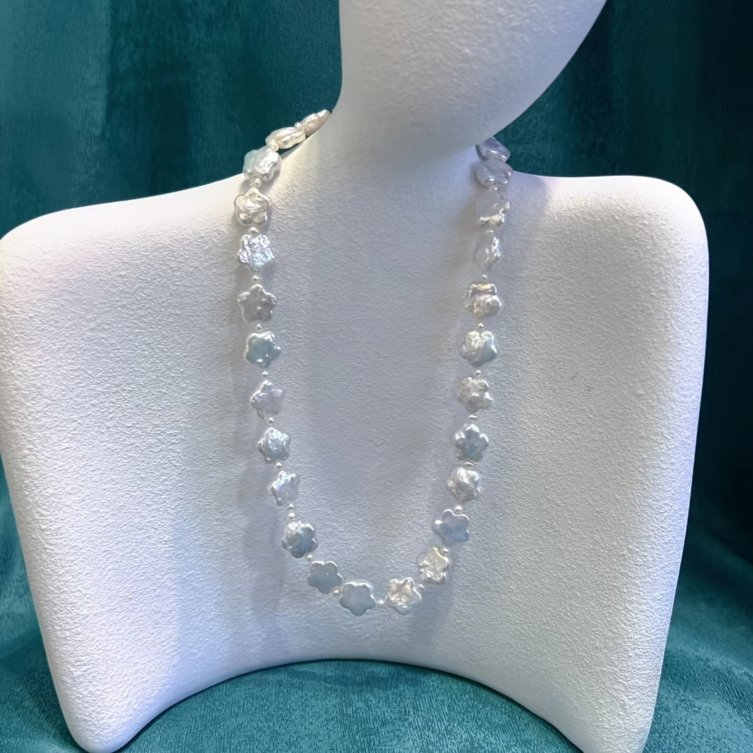 Exquisite Freshwater Pearl Necklace with Baroque Flower Design, Radiating Luxury and Sophistication. Perfect for Social gatherings, Weddings, Parties, and Holidays, this Stunning Piece is a Timeless Fashion Accessory suitable for all Seasons. Makes a