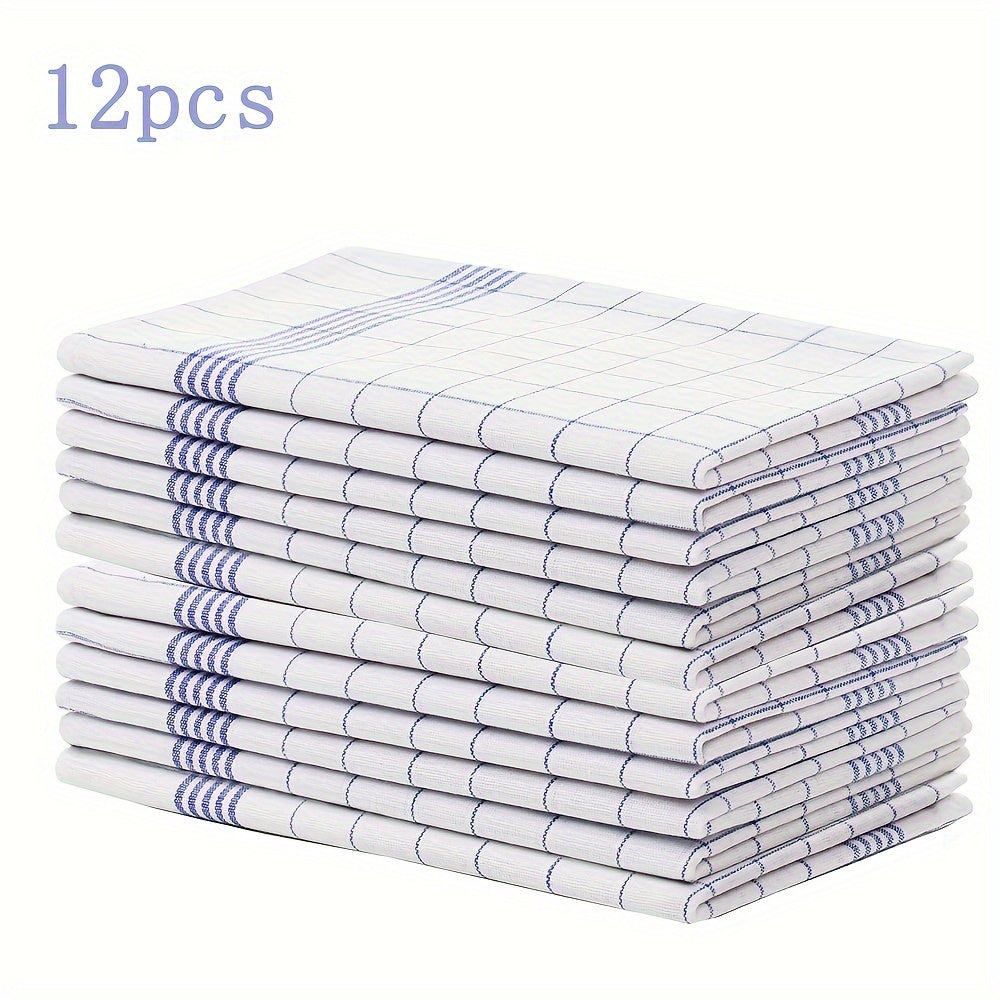 6/12pcs Plaid Dish Towel with Scouring Pad