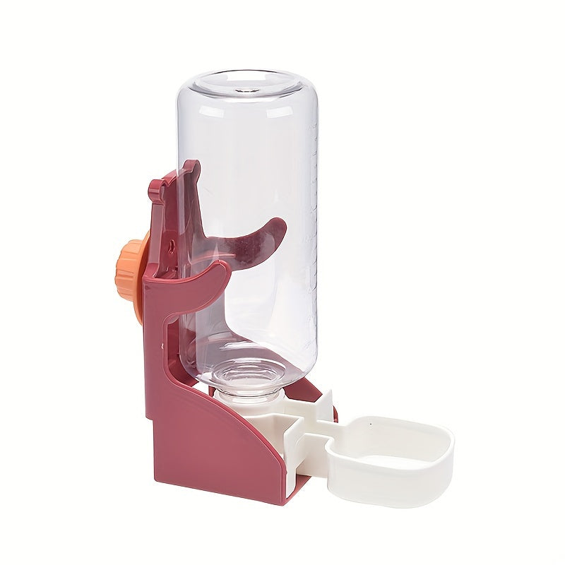 Automatic pet water dispenser for hamsters and rabbits, with hanging cage design and anti-tip plastic bowls. Features detachable stainless steel nozzles for easy use in small animal