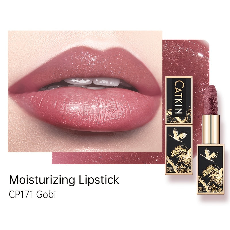 CATKIN Red Carving Matte Lipstick with Waterproof Long-Lasting Satin Finish for Smooth Red and Nude Lips.