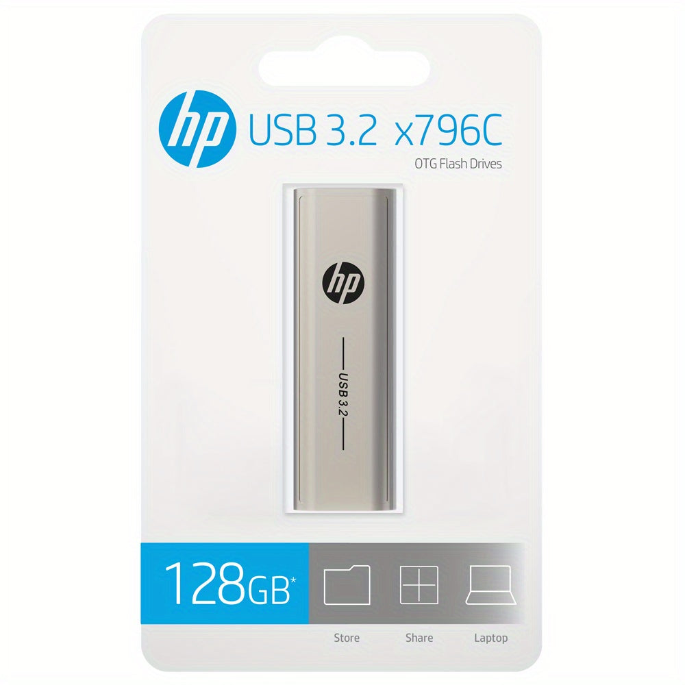 HP USB Type C Flash Drive with 64GB/128GB/256GB capacity, high speed, and real capacity for OTG devices.