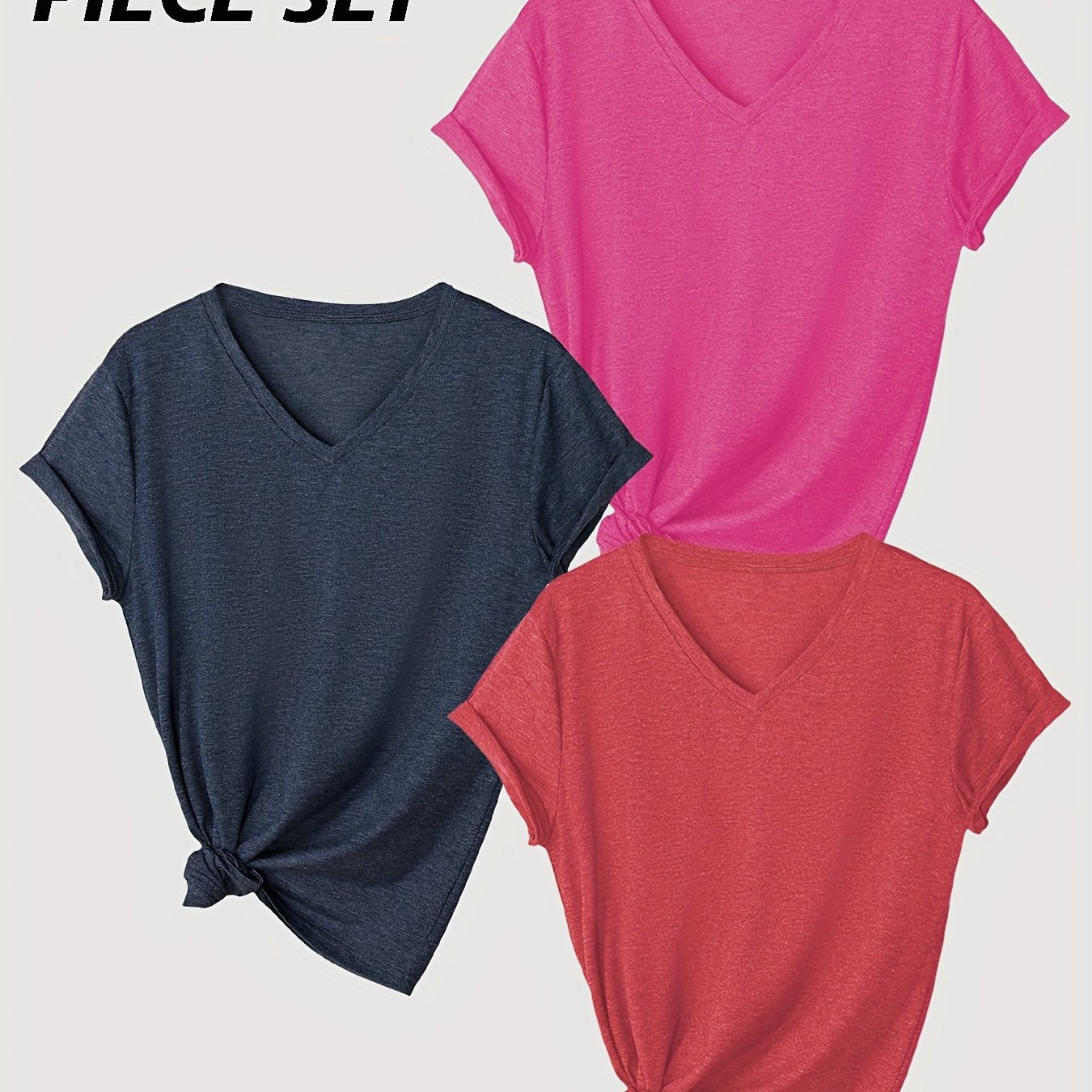 Short-Sleeve V-Neck Set