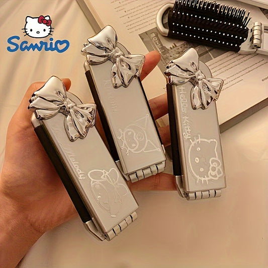 Portable, foldable dual-use comb and mirror featuring Hello Kitty design ideal for college girls, travelers, and back to school parties. Great holiday gift.