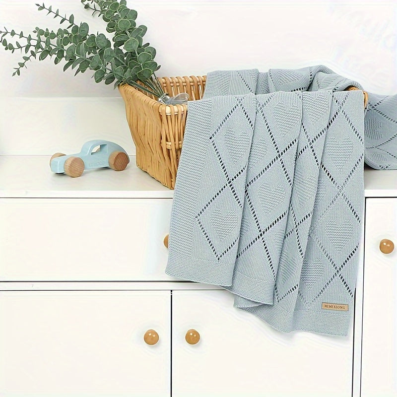 Knitted love hollow blanket designed to cover your air conditioner or sofa, can be wrapped around or hugged for added comfort.