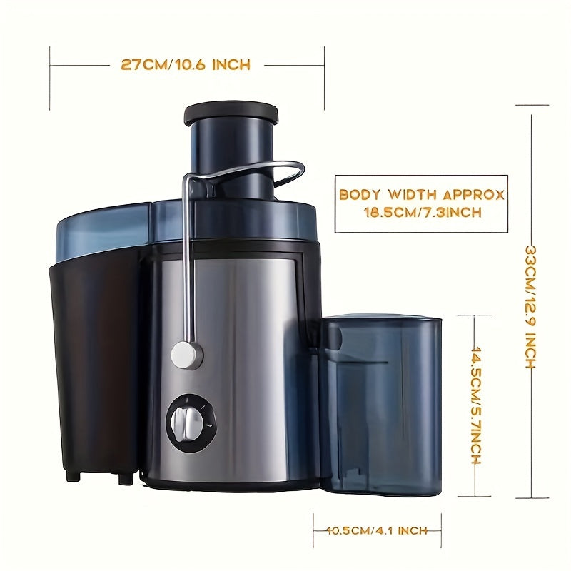 400W Centrifugal Juicer Extractor, Stainless Steel, Easy Juicing, Micro Switch, Copper Power Cord, Motor Overload Protection, Ideal for Singles & Small Families, Detachable/Slip-Resistant