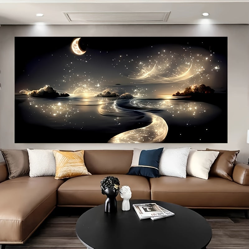 Dreamy River Poster: Enchanting Night Landscape with Sparkling Stars. Ideal for Modern Home Decor. Unframed Art Print. Perfect Gift. Outdoor Decor.