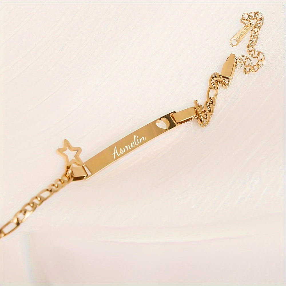 Personalized Star and Heart Bracelet - Ideal for Celebrating Birthdays, Anniversaries, and Memorable Events - Made with Titanium Alloy in Ivory and Gold, Comes with a Gift Box