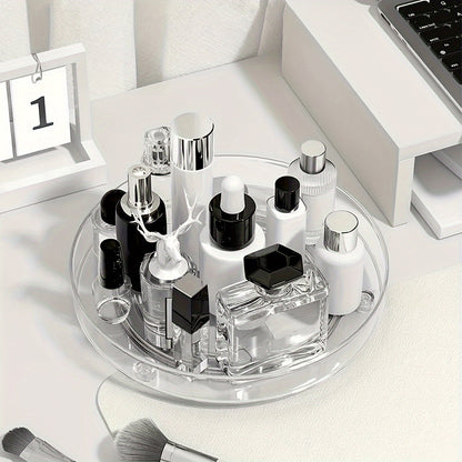 1. Clear Plastic Rotating Cosmetic Storage Organizer Tray - Ideal for Skincare Products, Perfumes, and Spices
2. Non-Electric Rotatable Spice Rack - Versatile and Multipurpose for Kitchen, Bathroom, and Office Desk
3. Organize your cosmetics, skincare