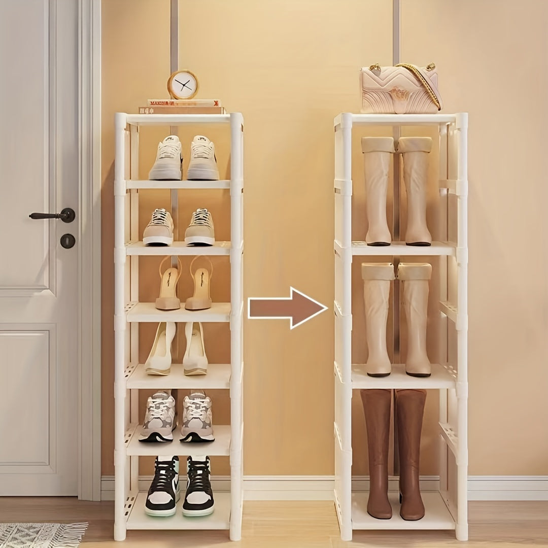 Modern minimalist design makes this sleek, versatile multi-layer shoe rack perfect for home and dorm storage.