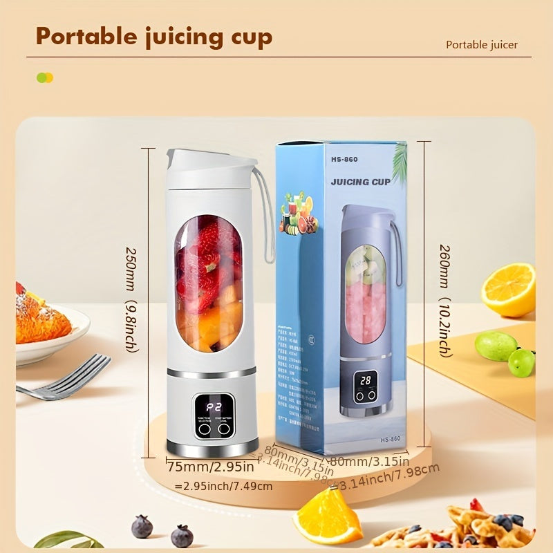 3-Mode Portable Blender: Rechargeable via USB, Perfect for Fresh Juices & Smoothies, Features Digital Display, Easy to Clean, Great for Travel and Outdoor Use, Top-of-the-Line Kitchen Accessory