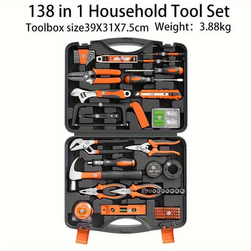 23-piece homeowner toolkit with plastic storage box