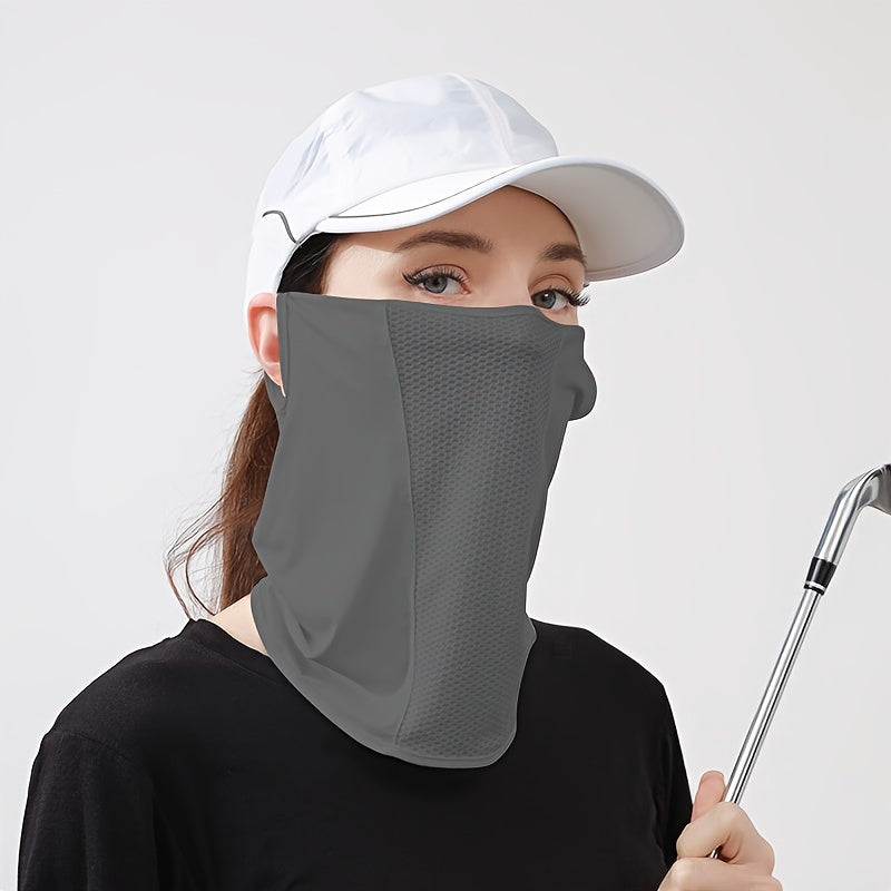 Sunshade Viscose Hanging Ear Mask with Spring Design for Full Face and Long Neck Protection, Ideal for UV Protection during Cycling, Hiking, Beach or Golf.