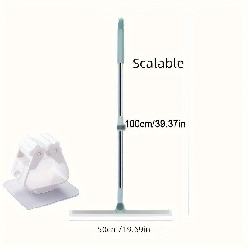 Extendable handle silicone mop scraper, a versatile cleaning tool for tiles and glass, perfect for bathroom, toilet, kitchen, living room, and bedroom. Efficiently clean floors and glass with this multi-functional accessory.