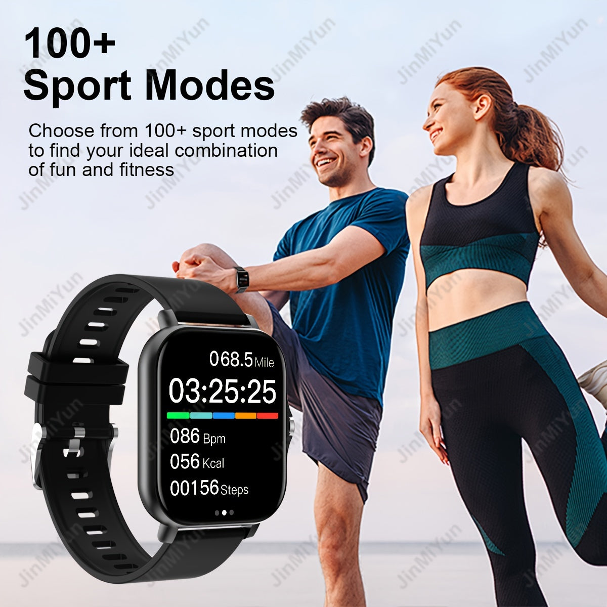 4.65cm Full Touch Screen Smartwatch in Pink for Men & Women - Features Wireless 5.0, Multi-Sport Modes, Wireless Calling, Music Control, Weather Forecast, & Monitoring. Compatible with