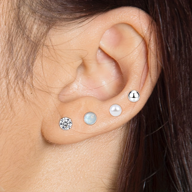 These hypoallergenic flat back earrings are perfect for women with sensitive skin. Made of Star Heart protein stone, they feature a European screw back design and are available in pink, silver, and AB colors. Suitable for men, women, and girls alike.