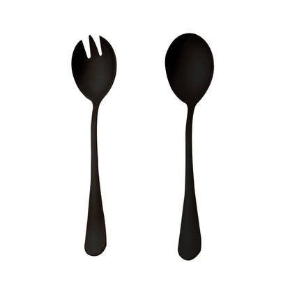 Set of 2 gold-plated stainless steel salad utensils for various dishes.