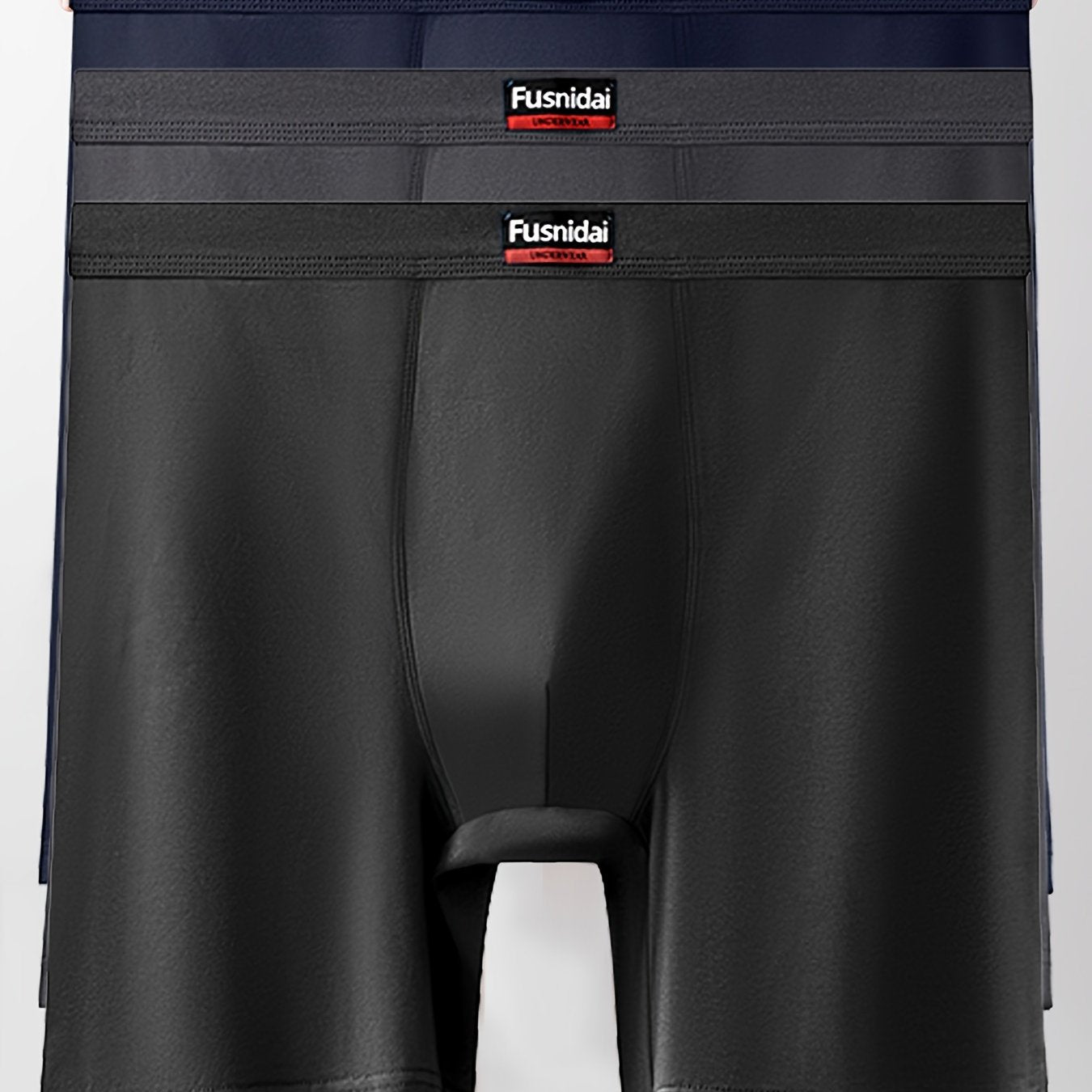 Fusnidai Men's Cotton Boxer Briefs - High Waist, Extended Length, Breathable, Sweat Absorbent, Plus Size Available