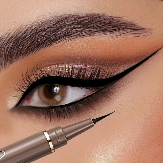 Waterproof black liquid eyeliner pen with quick-dry formula that resists smudging, sweat, and lasts long.