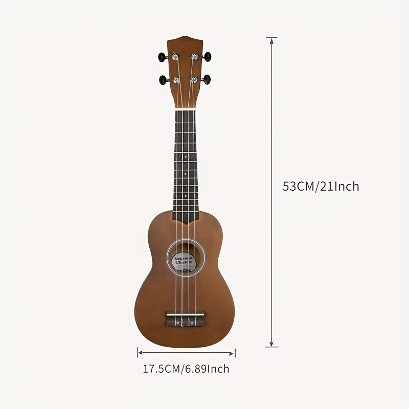 21-Inch Soprano Ukulele for Music Beginners with 4 Strings