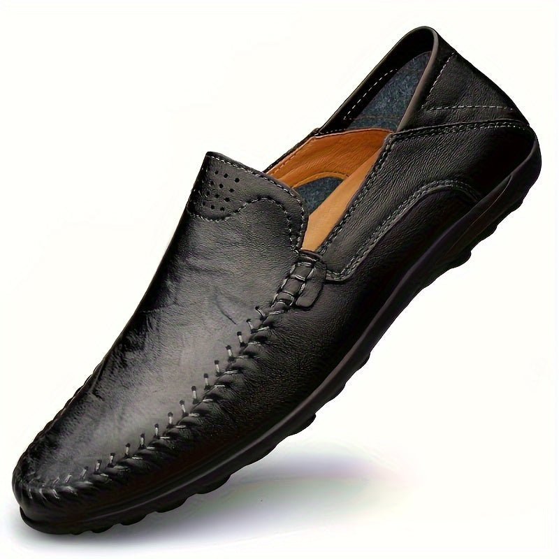 Handmade stitching men's loafer shoes for casual slip-on style by CLOHOO.