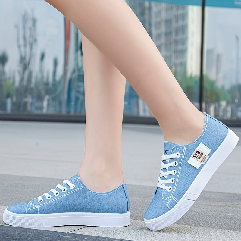 Casual lace-up sneakers for women with solid color, soft sole, and lightweight design.