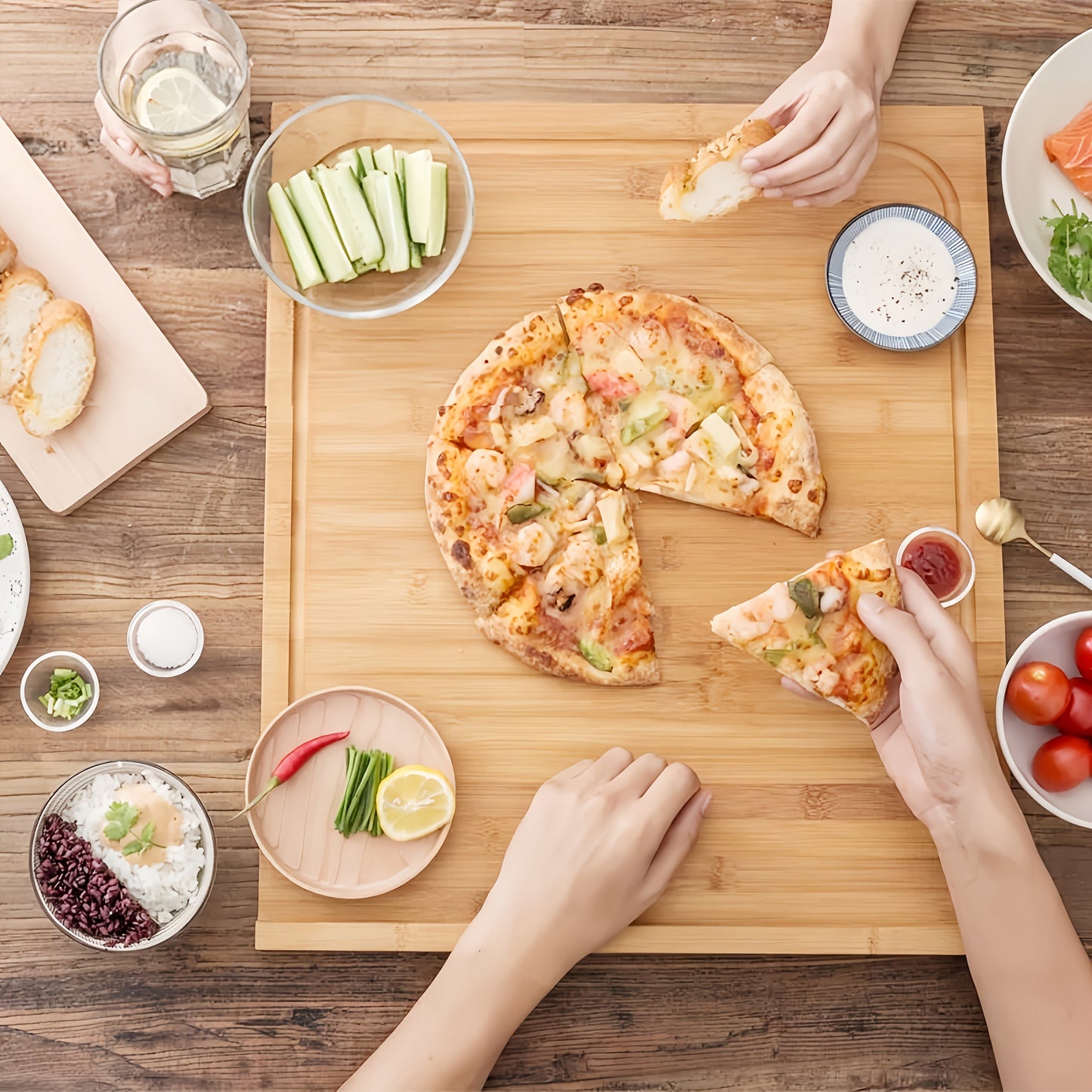 Large Bamboo Cutting Board for Kitchen and Outdoor Use - Perfect for Preparing Meals in any Setting - Versatile Chopping Board for Various Foods - Great for Restaurants, Camping, and Picnicking