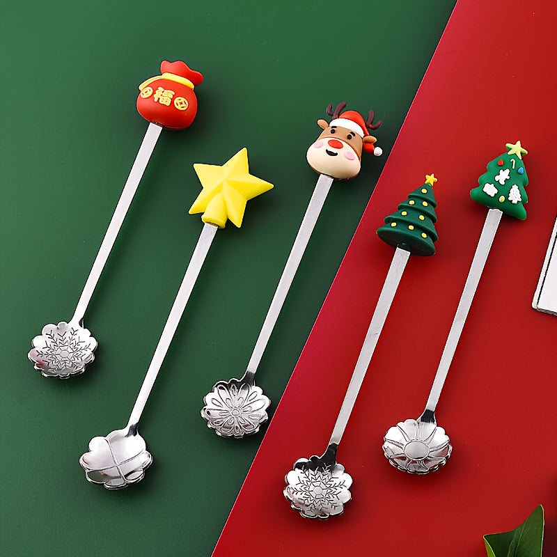 Top Pick: Adorable Christmas Cartoon Stainless Steel Spoon for Milk, Coffee, Desserts, Honey, and Seasonings