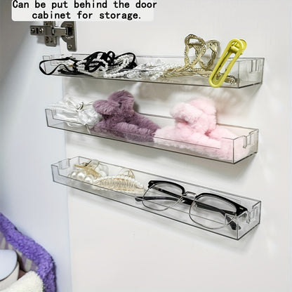 1/3 Transparent suspended rack for hair accessories and glasses storage, ideal for entryway and door storage.