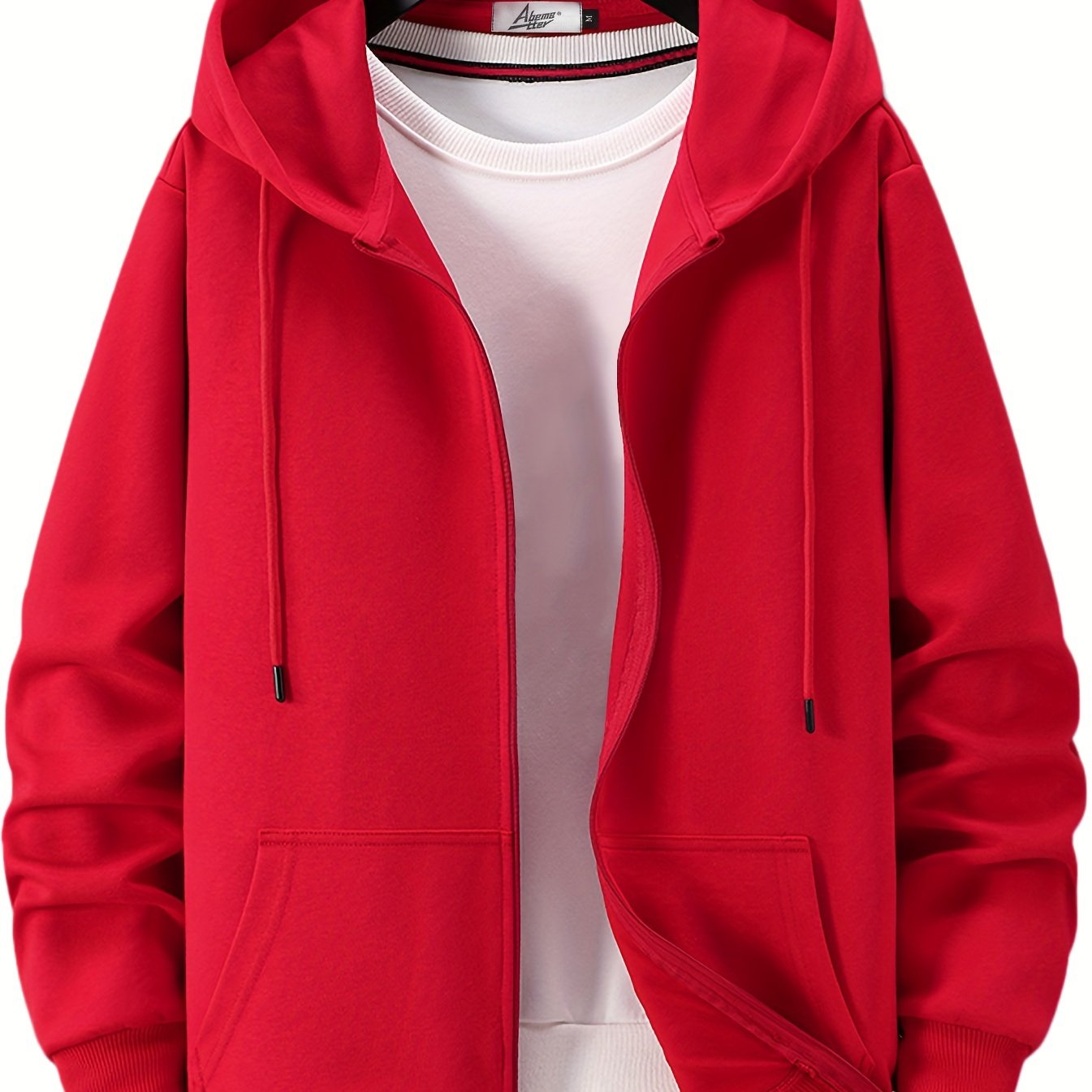 Men's Thin Solid Cotton Zipper Hooded Sweater Coat