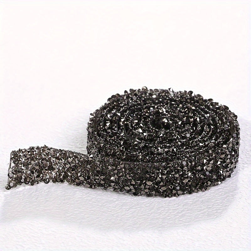 1 roll of self-adhesive crystal rhinestone ribbon for DIY crafts and decorative ornaments. Perfect for dressing up at parties like Easter, New Year, and back-to-school events.