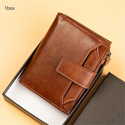 Men's Faux Leather Short Wallet with Retro Multi Card Slots