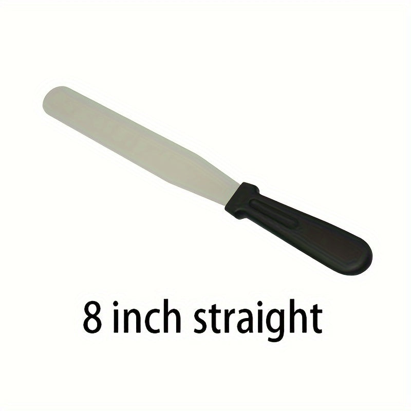 Cream Spatula - 1 piece, 15.24/20.32/25.4 cm, Straight and Curved, Professional Baking Pastry Tool, Cake Decorating Knife, Stainless Steel Cake Scraper, Bakery Kitchen Tool, Baking Supply