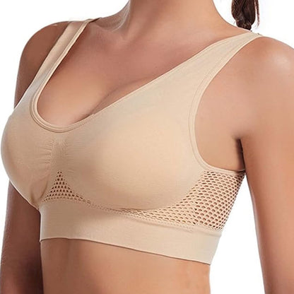 Solid seamless hollow out wireless tank bra for elegant and comfy push-up support, perfect for women's lingerie and underwear.